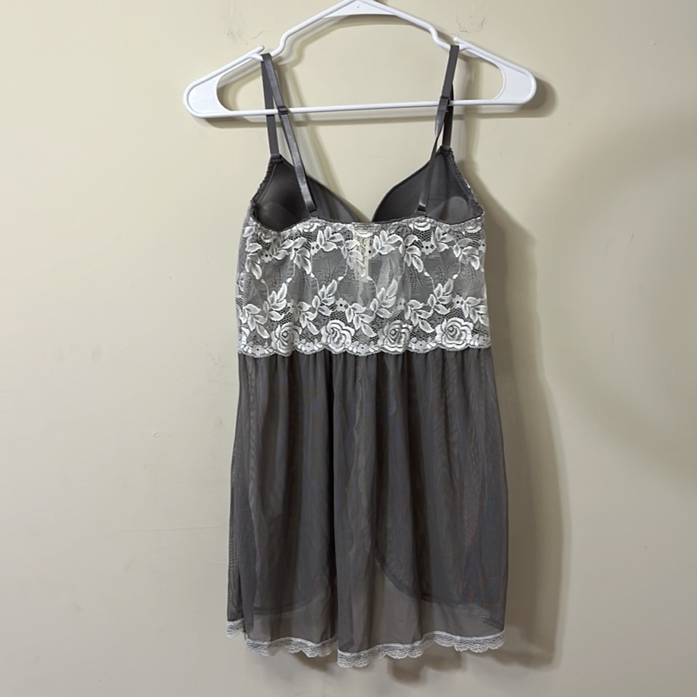 Jessica Simpson Gray White Mesh Lace Babydoll Lingerie Top Size S - Picture 5 of 7
